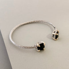 Stack It Up Bracelet Cuff- Onyx Ends