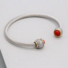 Stack It Up Bracelet Cuff- Red Stone
