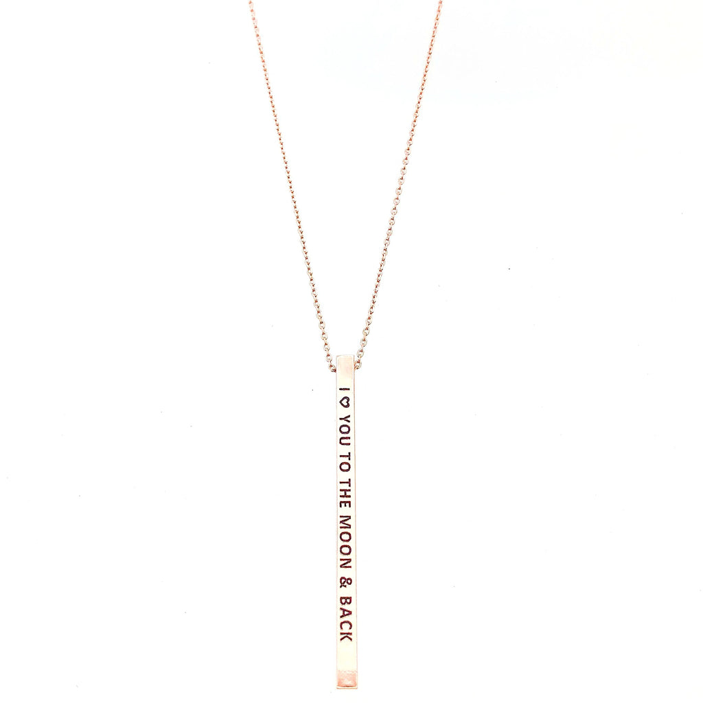 I LOVE YOU TO THE MOON & BACK Engraved Bar Necklace- 3 COLOR OPTIONS