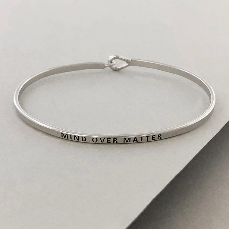 'Mind Over Matter' Dainty Bangle Bracelet-Silver