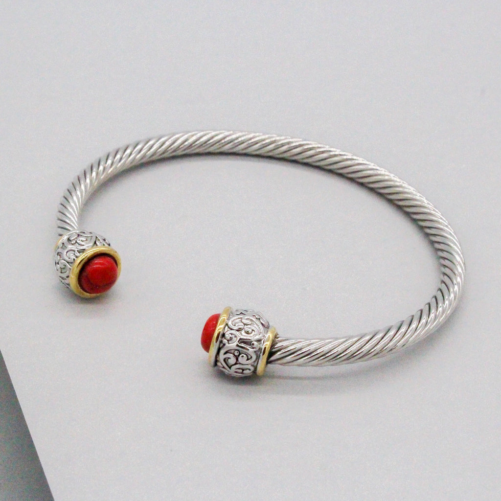 Stack It Up Bracelet Cuff- Red Stone
