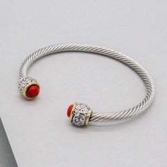 Stack It Up Bracelet Cuff- Red Stone