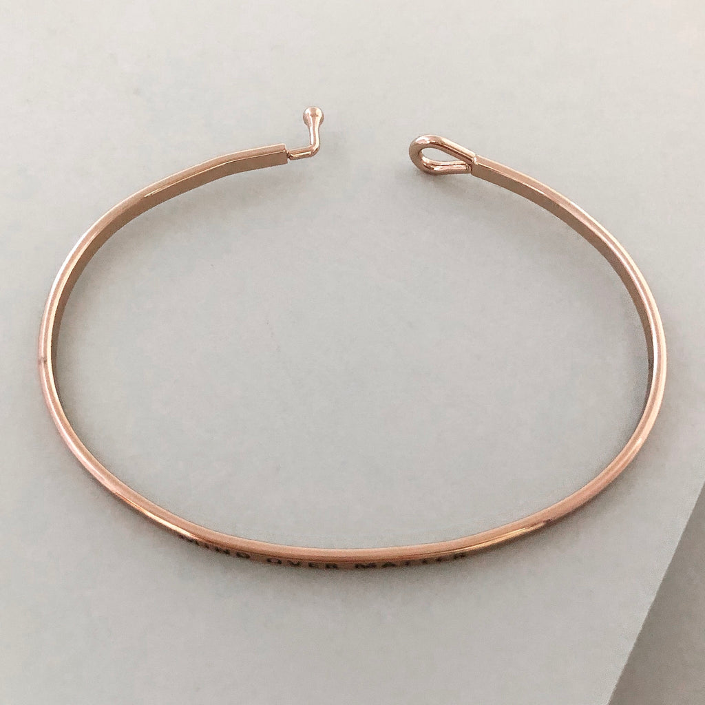 'Mind Over Matter' Dainty Bangle Bracelet-Rose Gold