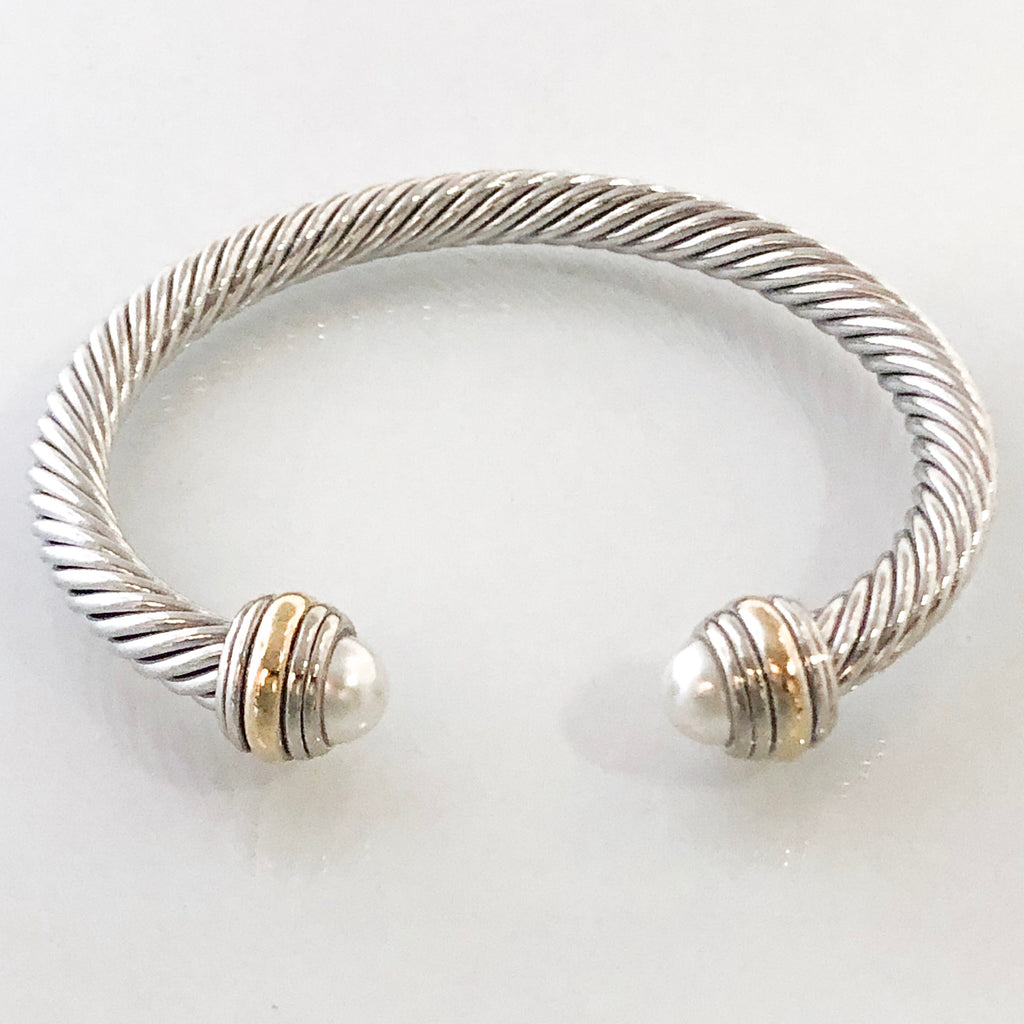 Stack It Up Bracelet Cuff- Classic Pearl Stone
