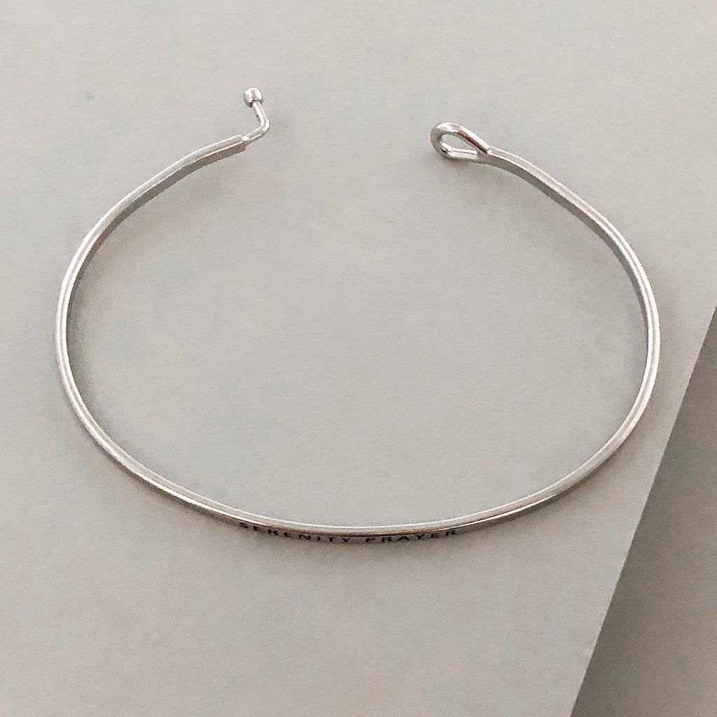 'Serenity Prayer' Dainty Bangle Bracelet-Silver