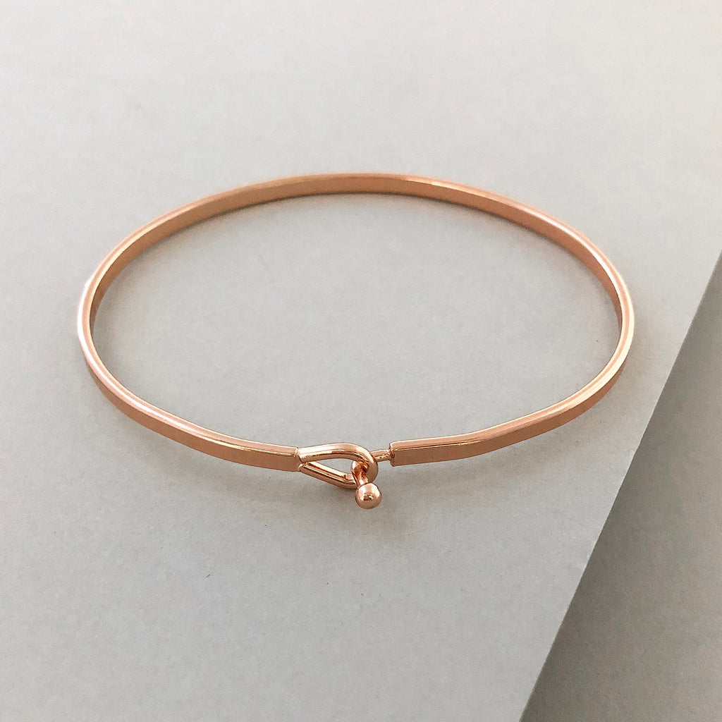 'Dream Big' Dainty Bangle Bracelet-Rose Gold