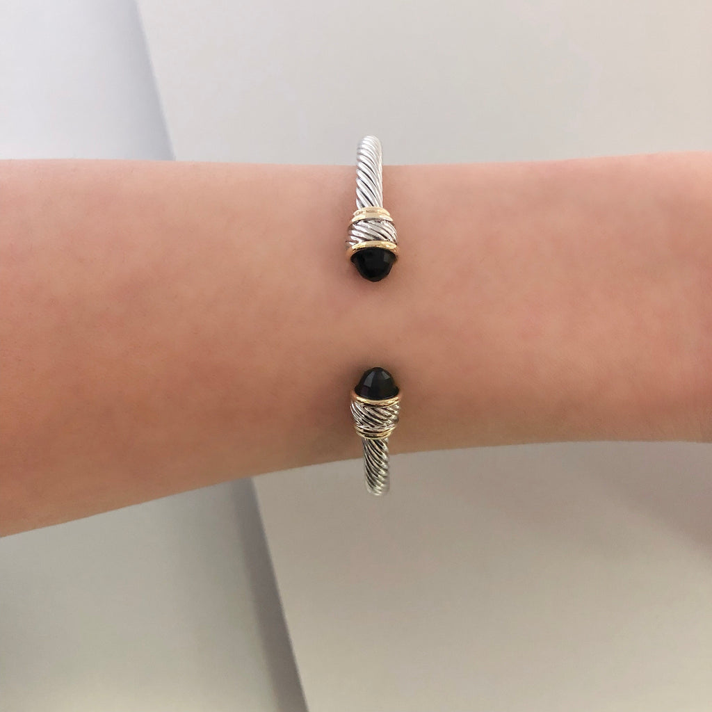 Stack It Up Bracelet Cuff- Black Stone