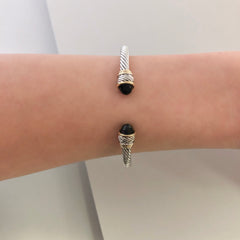 Stack It Up Bracelet Cuff- Black Stone