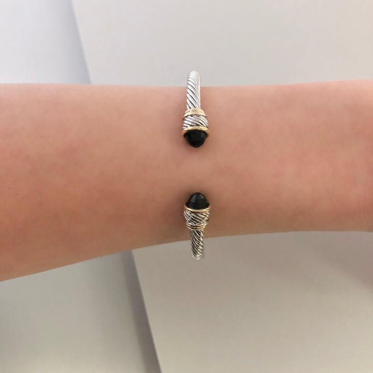 Stack It Up Bracelet Cuff- Black Stone