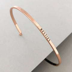 'Besties' Dainty Bangle Bracelet-Rose Gold