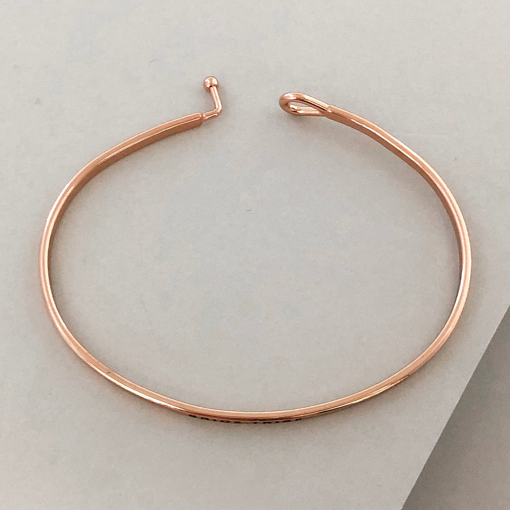 'Bride Tribe' Dainty Bangle Bracelet-Rose Gold
