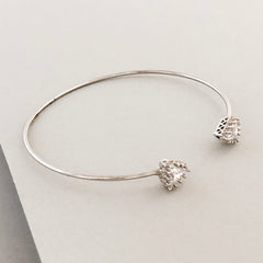 Dainty Pavé Arrow Cuff Bracelet- Silver