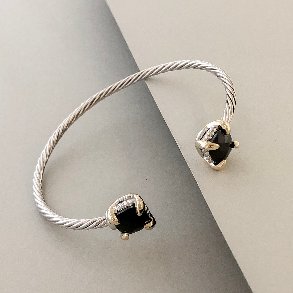 Stack It Up Bracelet Cuff- Onyx Ends