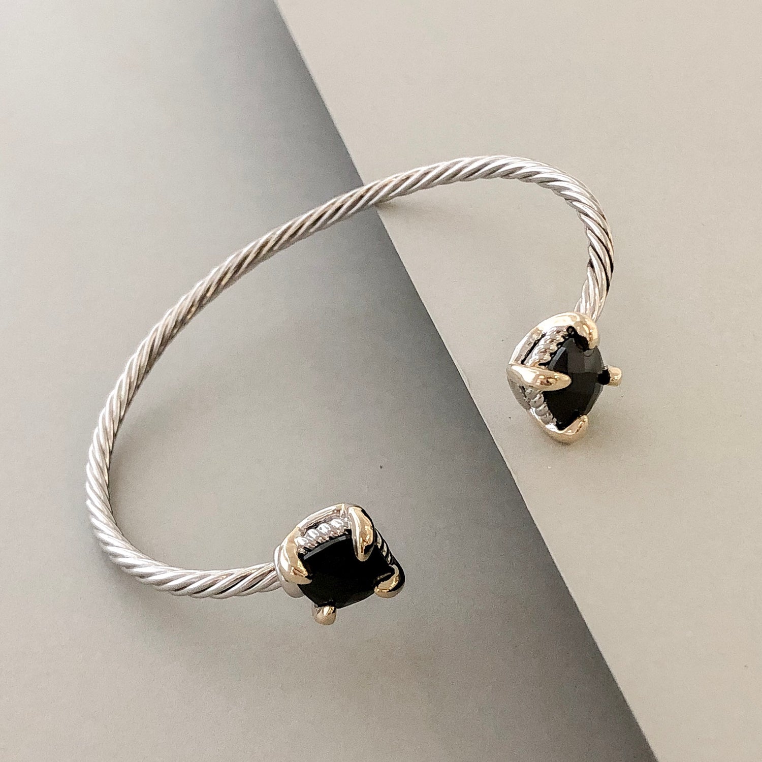 Stack It Up Bracelet Cuff- Onyx Ends