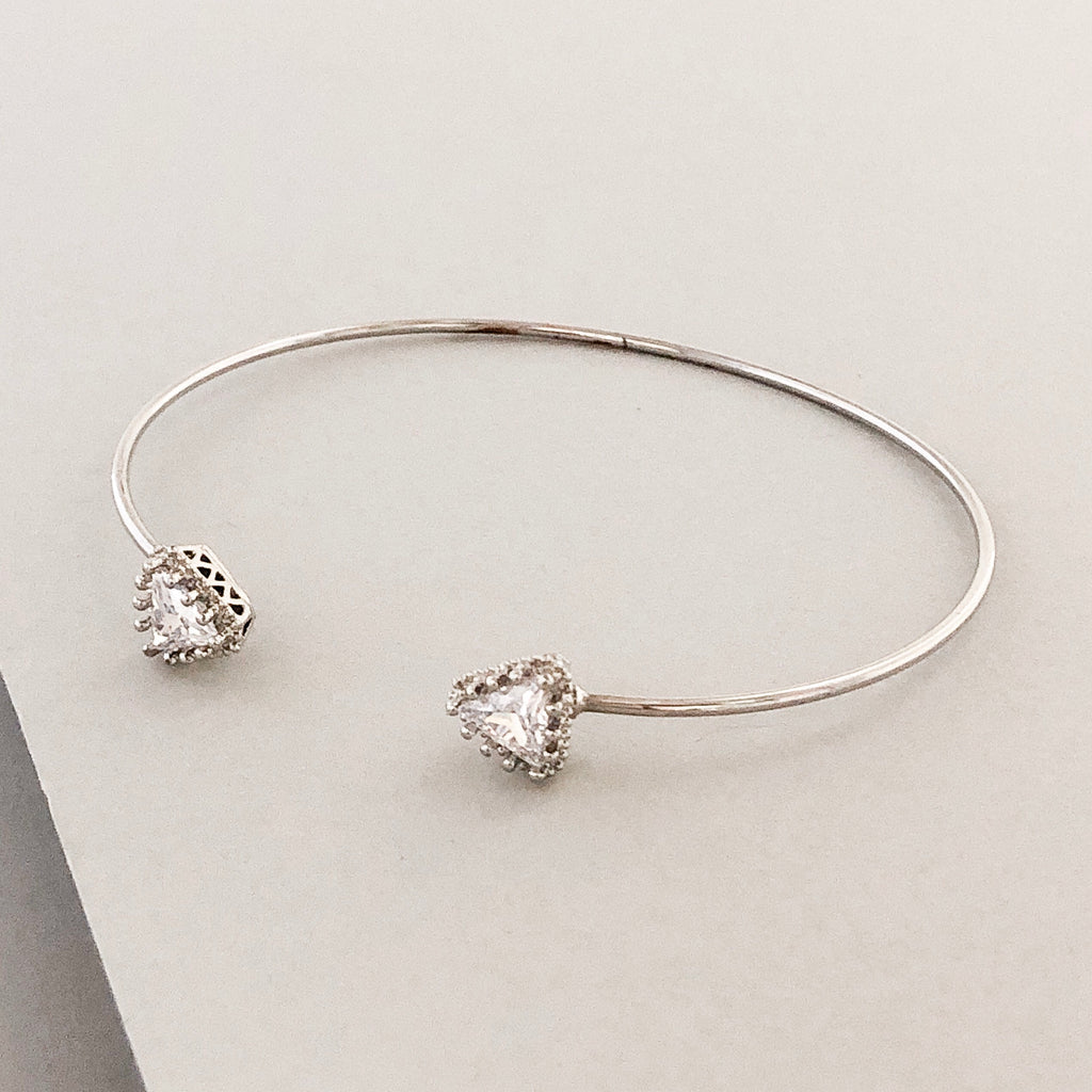 Dainty Pavé Arrow Cuff Bracelet- Silver