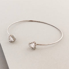 Dainty Pavé Arrow Cuff Bracelet- Silver