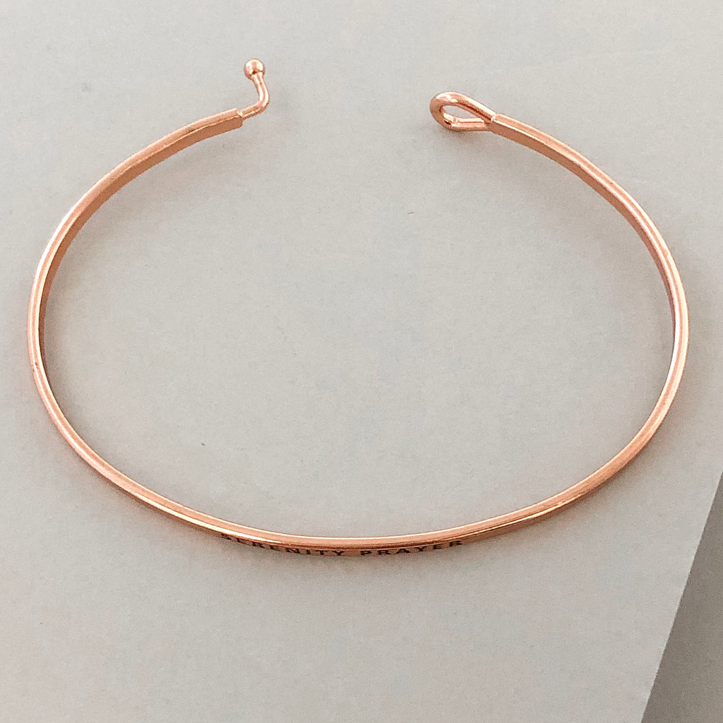 'Serenity Prayer' Dainty Bangle Bracelet-Rose Gold