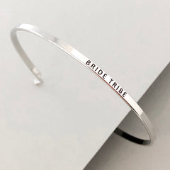 'Bride Tribe' Dainty Bangle Bracelet-Silver