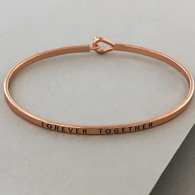 'Forever Together' Dainty Bangle Bracelet-Rose Gold
