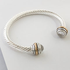 Stack It Up Bracelet Cuff- Jeweled Crystal Clear Stone