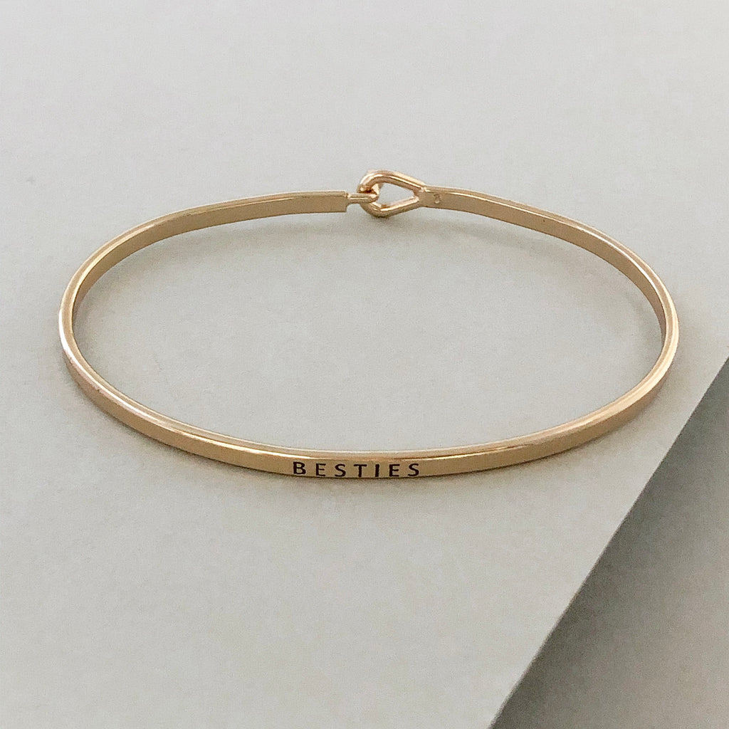 'Besties' Dainty Bangle Bracelet-Gold