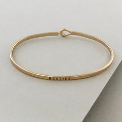'Besties' Dainty Bangle Bracelet-Gold