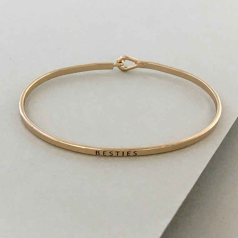 'Besties' Dainty Bangle Bracelet-Gold