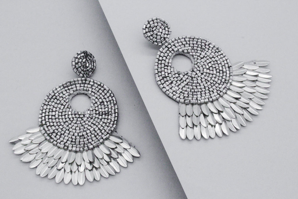 Marissa Shell Spike Earrings- Silver
