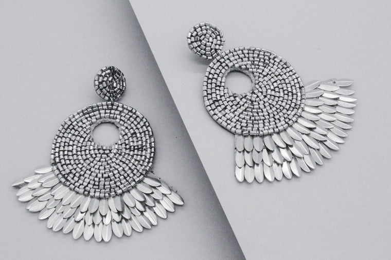 Marissa Shell Spike Earrings- Silver