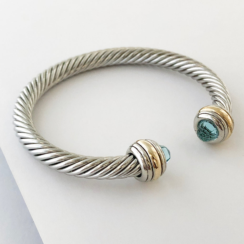 Stack It Up Bracelet Cuff- Jeweled Sky Blue Stone