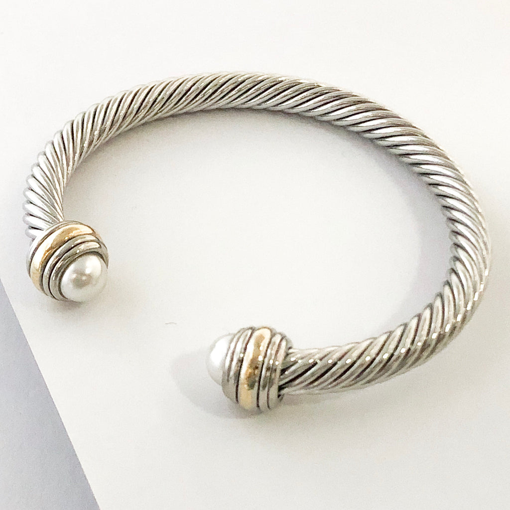 Stack It Up Bracelet Cuff- Classic Pearl Stone