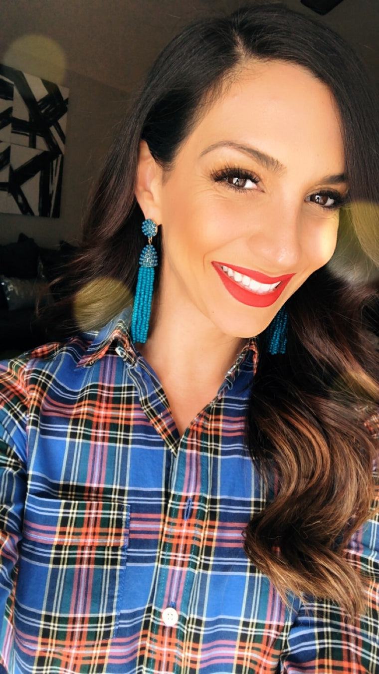 Victoria Joy Tassel Earrings- Teal