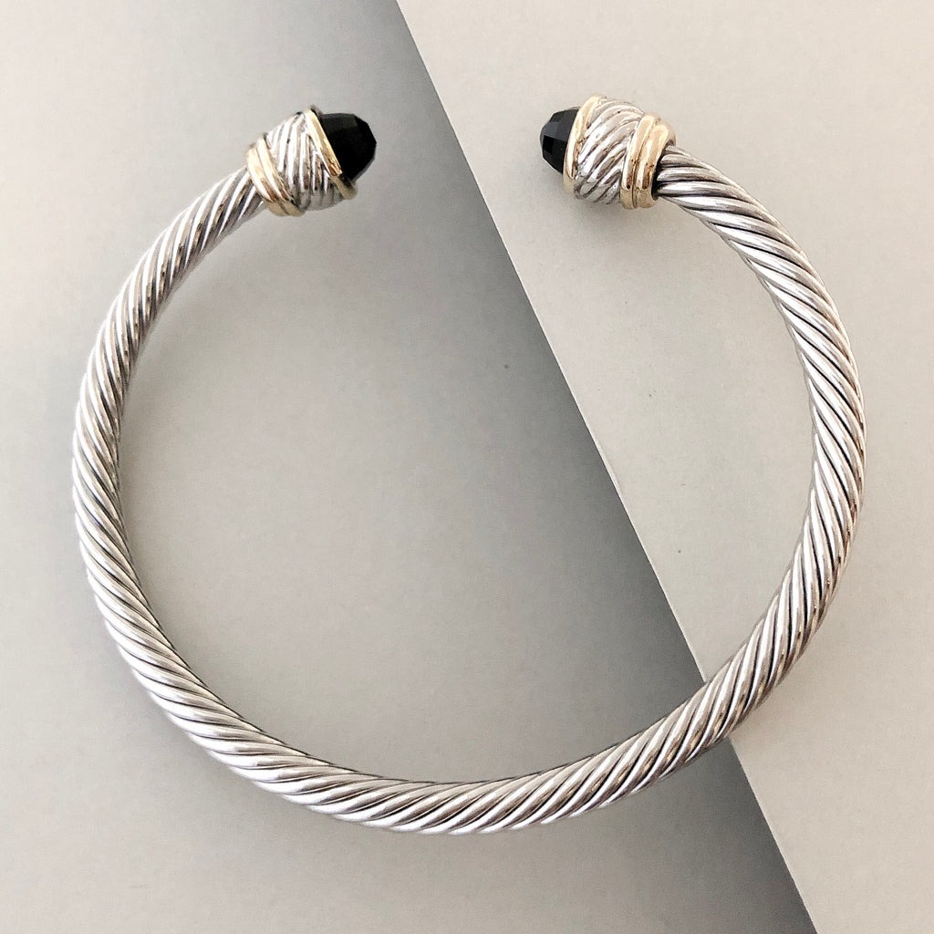 Stack It Up Bracelet Cuff- Black Stone