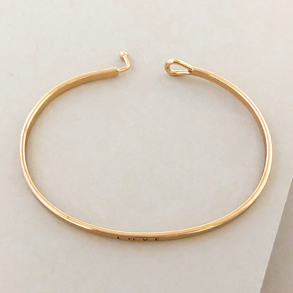 'Love' Dainty Bangle Bracelet-Gold