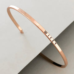 'Wifey' Dainty Bangle Bracelet-Rose Gold