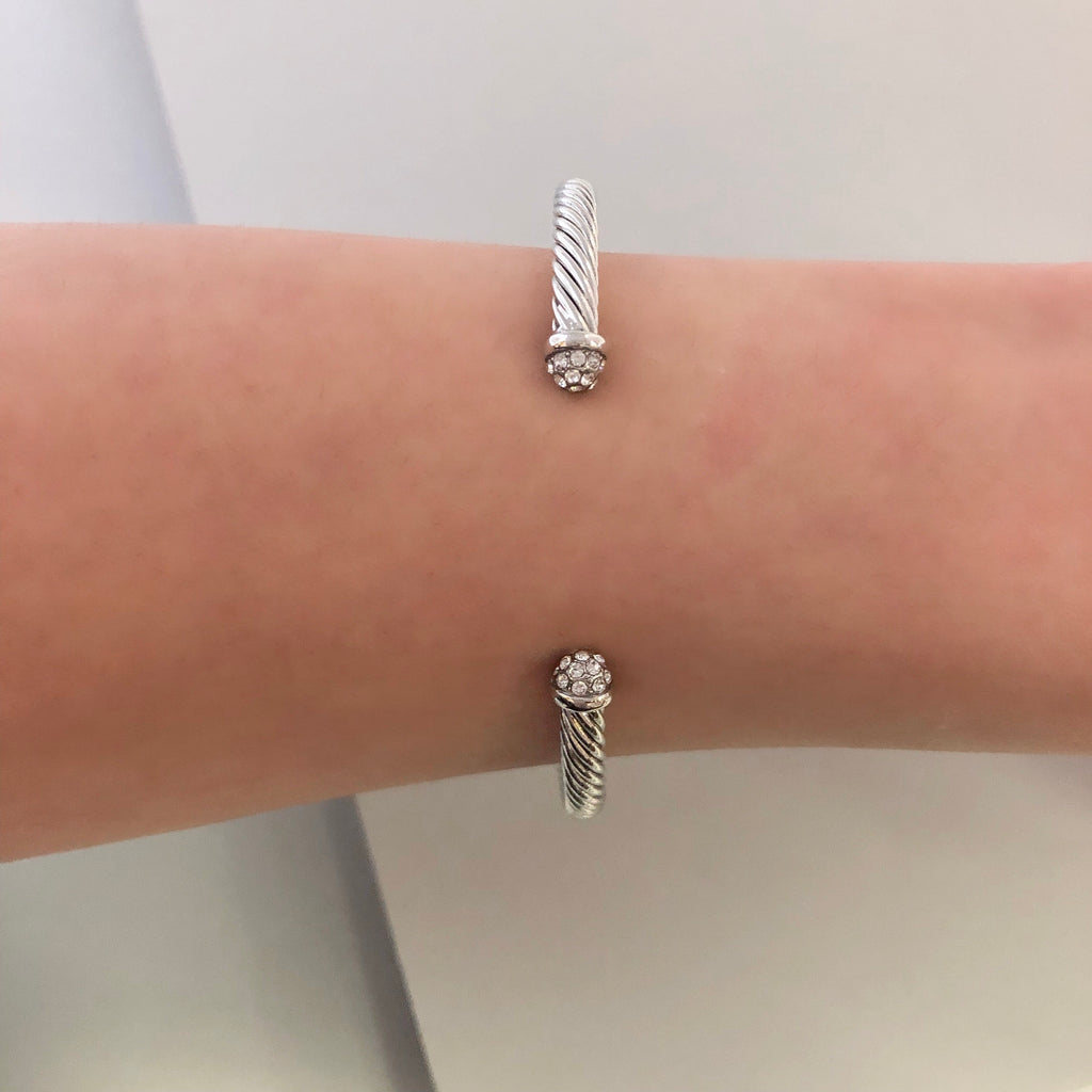 Stack It Up Bracelet Cuff- Pave Tips