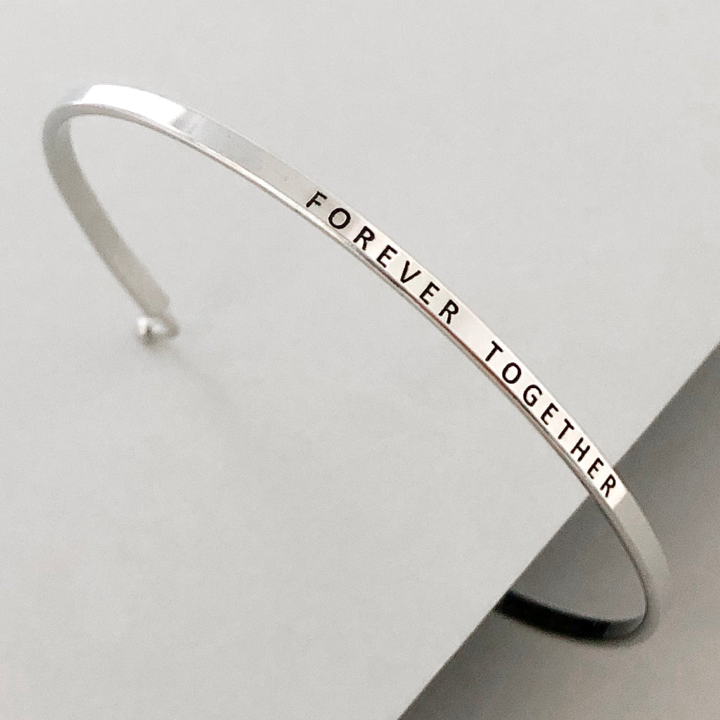 'Forever Together' Dainty Bangle Bracelet-Silver