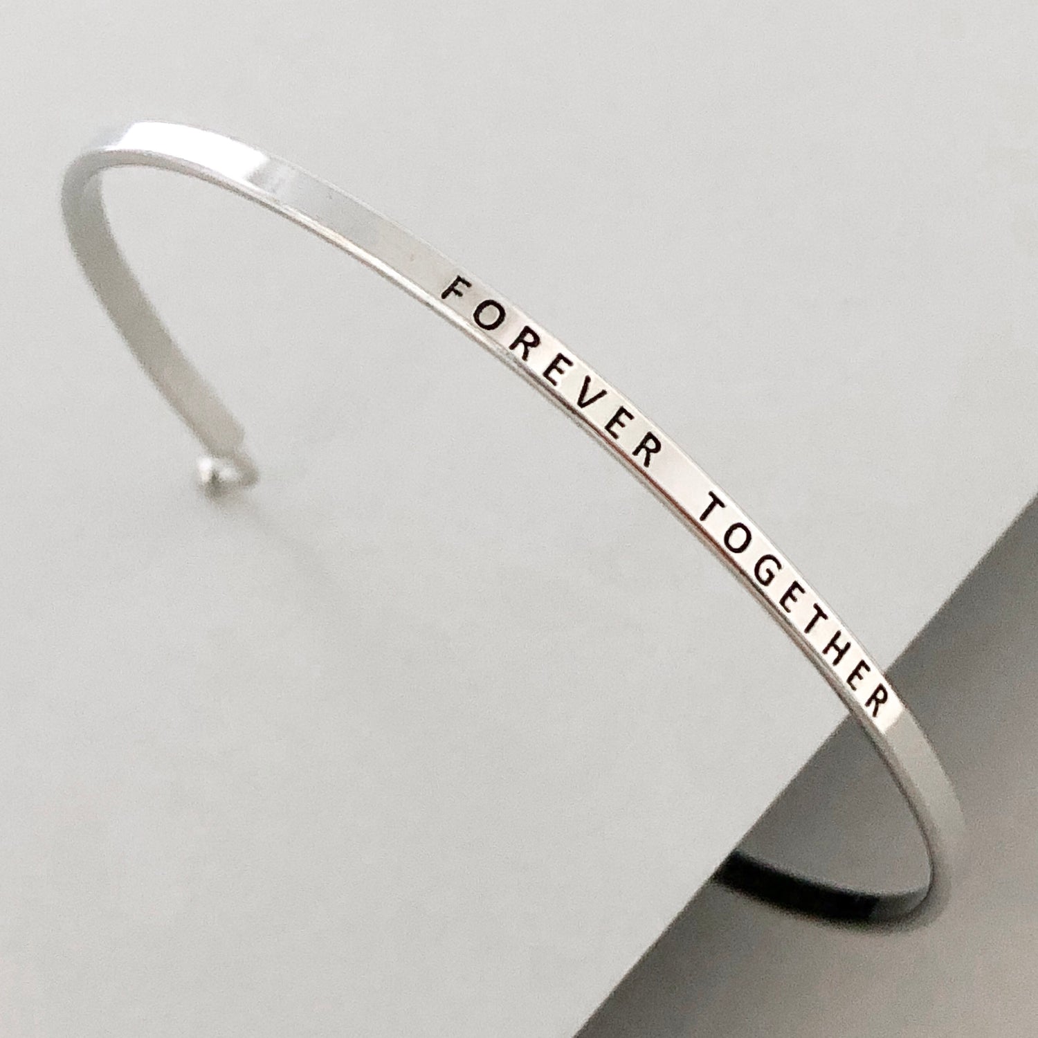 'Forever Together' Dainty Bangle Bracelet-Silver