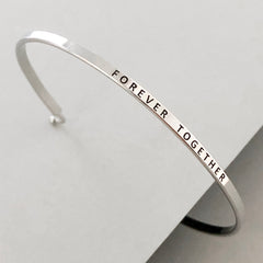 'Forever Together' Dainty Bangle Bracelet-Silver