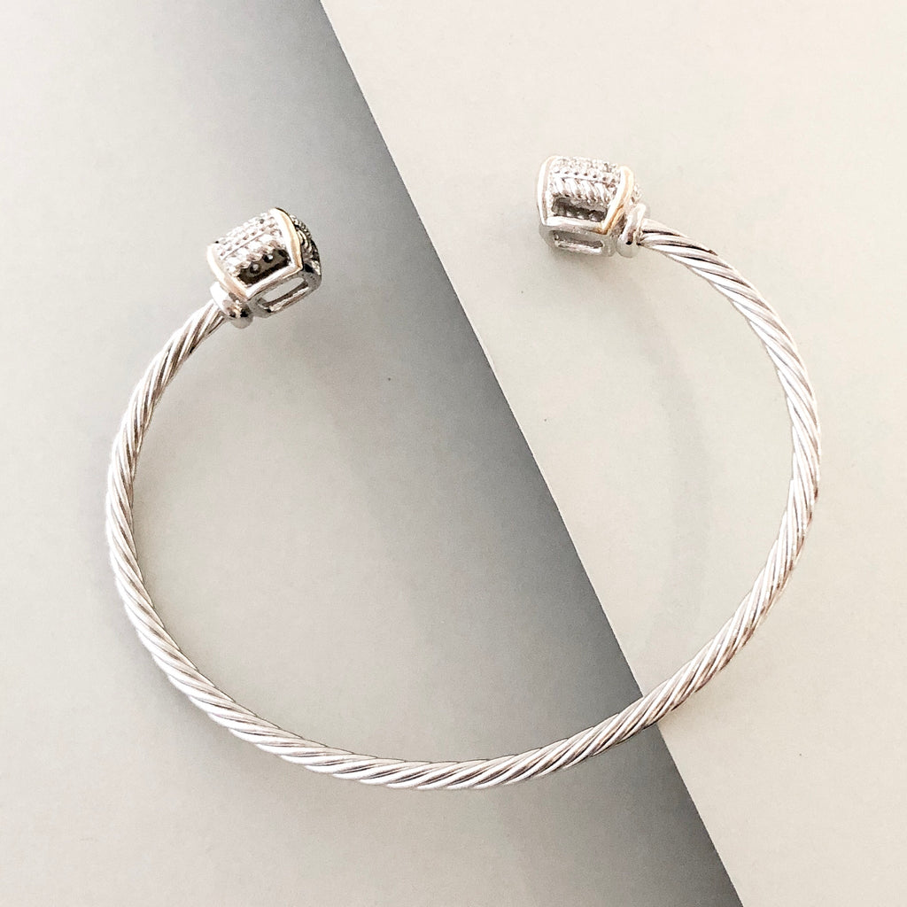 Stack It Up Bracelet Cuff- Square Pavé Ends