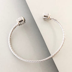 Stack It Up Bracelet Cuff- Square Pavé Ends