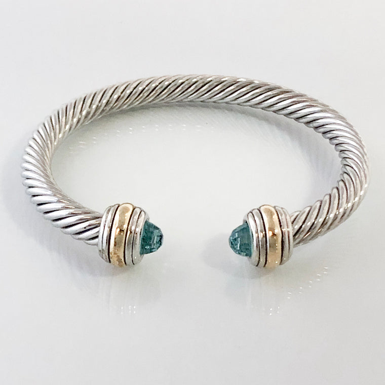 Stack It Up Bracelet Cuff- Jeweled Sky Blue Stone