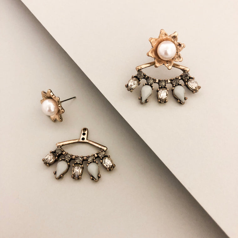 Lizandra Pearl Ear Jacket Earrings