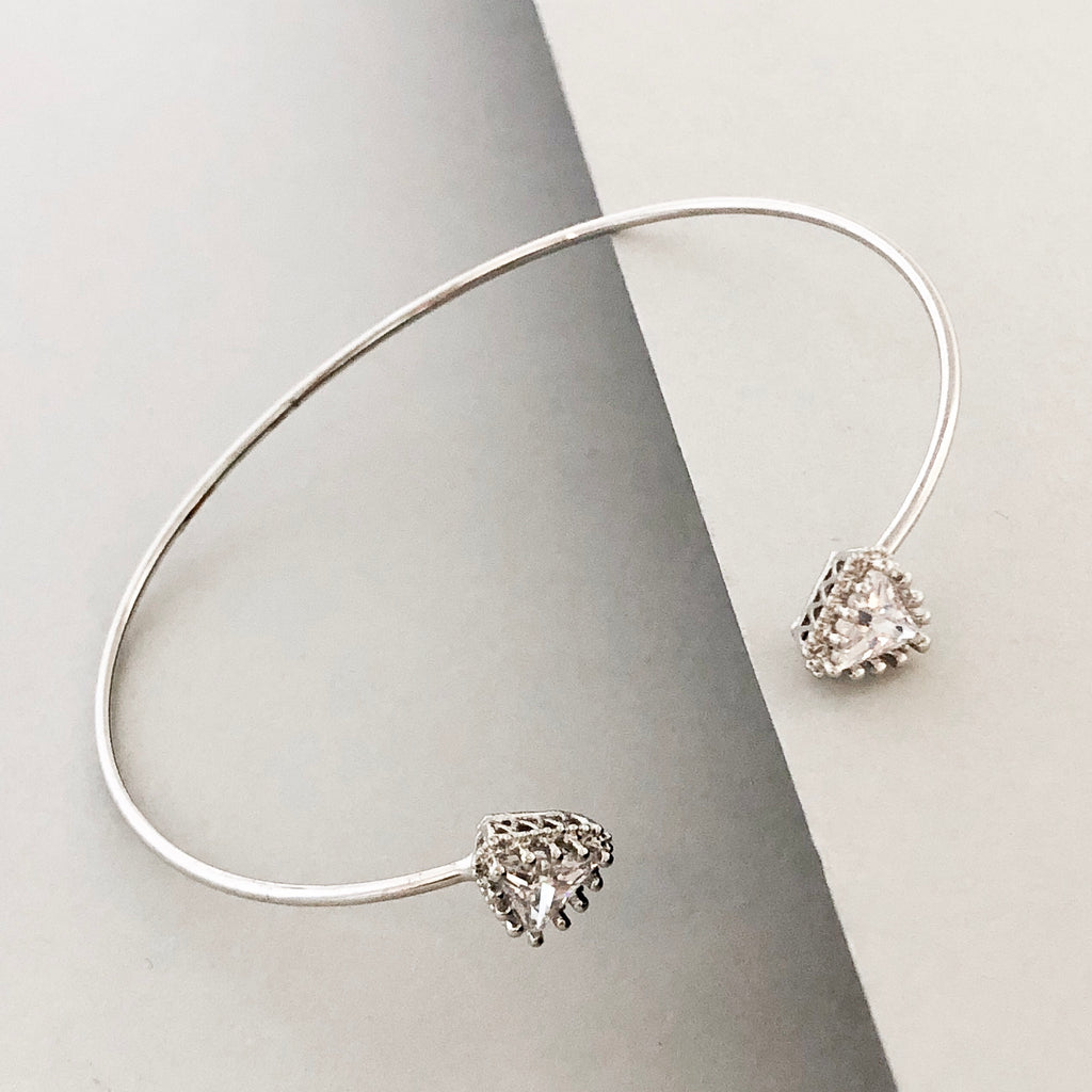Dainty Pavé Arrow Cuff Bracelet- Silver