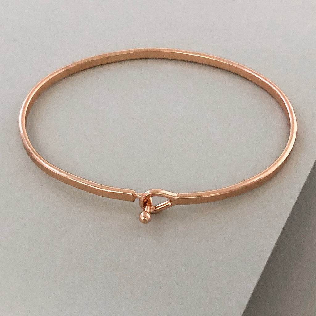 'Love' Dainty Bangle Bracelet-Rose Gold