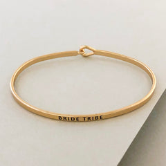 'Bride Tribe' Dainty Bangle Bracelet-Gold