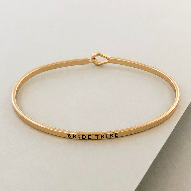 'Bride Tribe' Dainty Bangle Bracelet-Gold