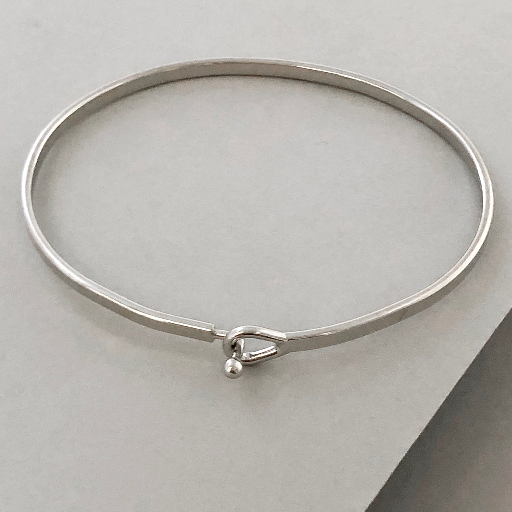 'Forever Together' Dainty Bangle Bracelet-Silver