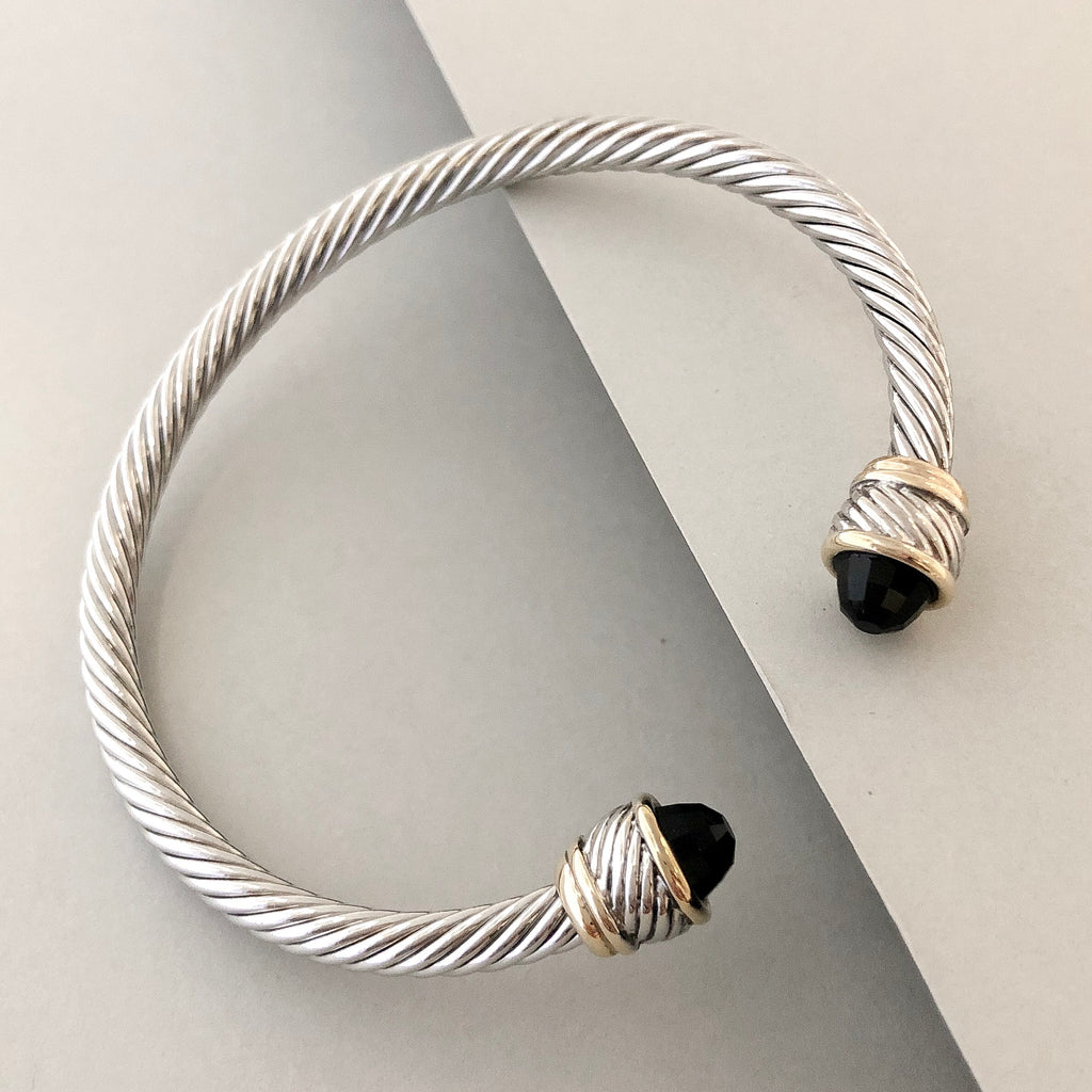 Stack It Up Bracelet Cuff- Black Stone
