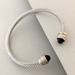 Stack It Up Bracelet Cuff- Black Stone